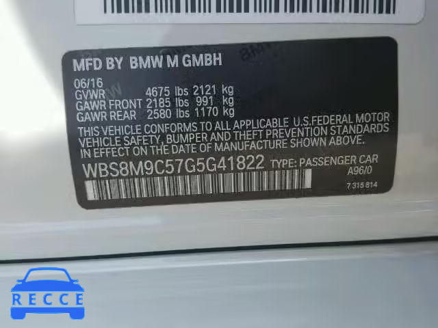 2016 BMW M3 WBS8M9C57G5G41822 зображення 9