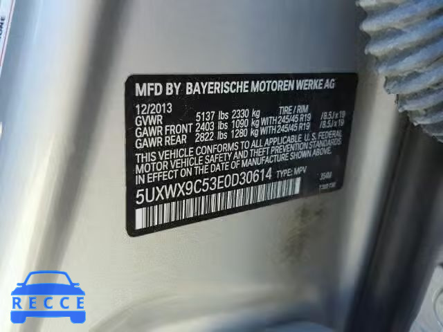 2014 BMW X3 XDRIVE2 5UXWX9C53E0D30614 image 9