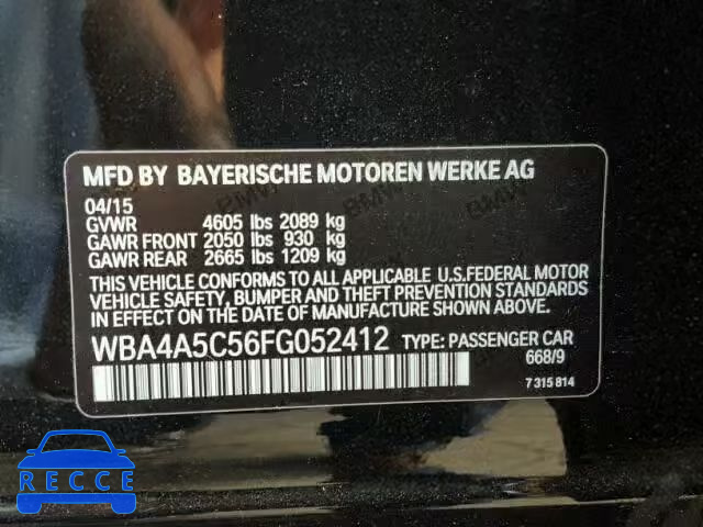 2015 BMW 428I GRAN WBA4A5C56FG052412 Bild 9