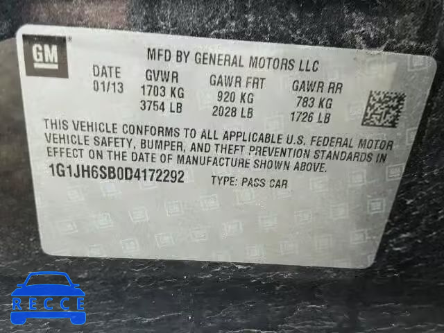 2013 CHEVROLET SONIC RS 1G1JH6SB0D4172292 image 9