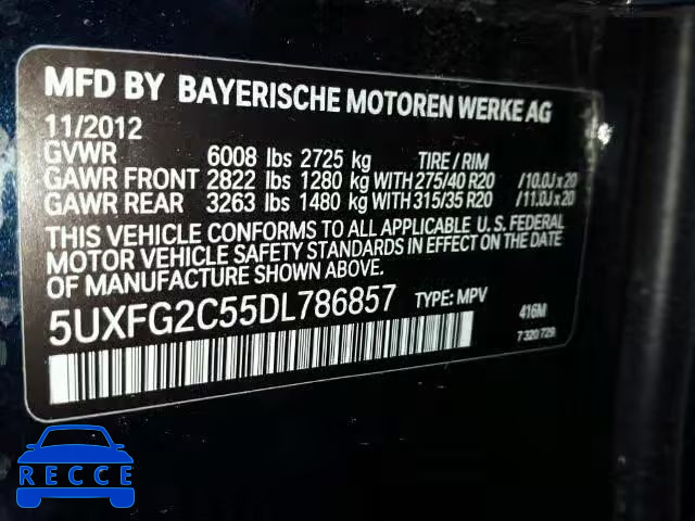 2013 BMW X6 XDRIVE3 5UXFG2C55DL786857 image 9