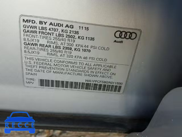 2016 AUDI Q3 2.0T PR WA1FFCFS8GR011590 image 9