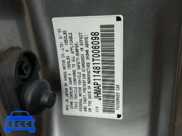 2001 HONDA S2000 JHMAP11481T006098 image 9