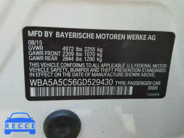 2016 BMW 528I WBA5A5C56GD529430 image 9