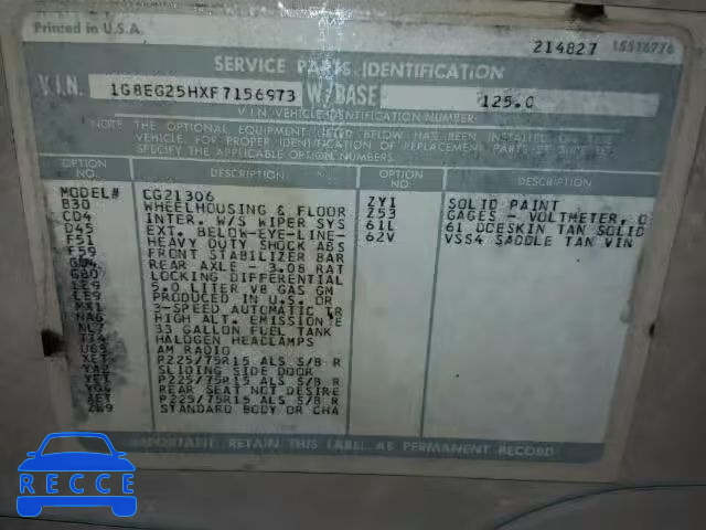 1985 CHEVROLET SPORTVAN G 1G8EG25HXF7156973 image 9