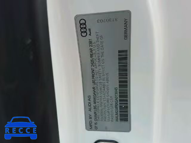 2016 AUDI A5 QUATTRO WAUM2AFRXGA013945 image 9