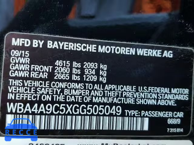 2016 BMW 428I GRAN WBA4A9C5XGG505049 image 9