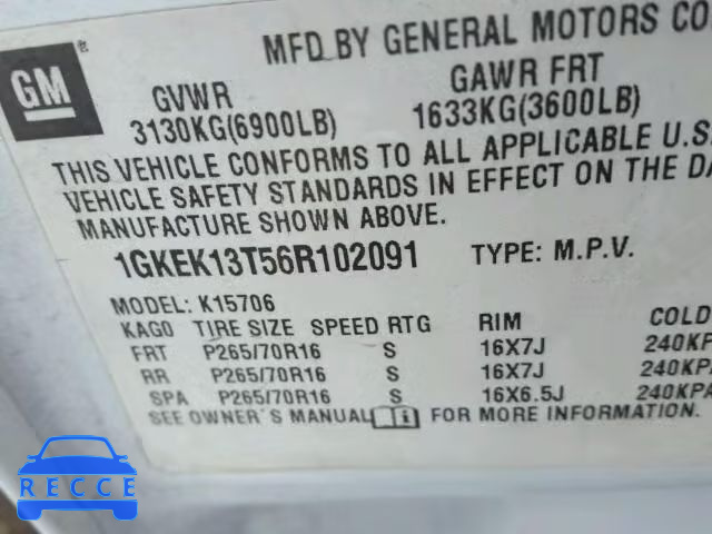 2006 GMC YUKON 1GKEK13T56R102091 image 9