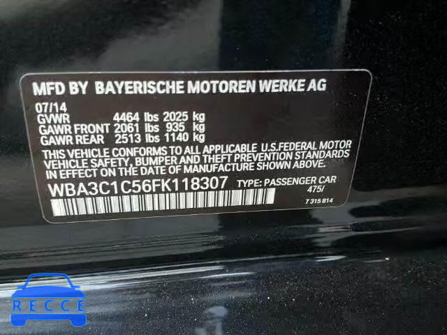 2015 BMW 328I SULEV WBA3C1C56FK118307 зображення 9