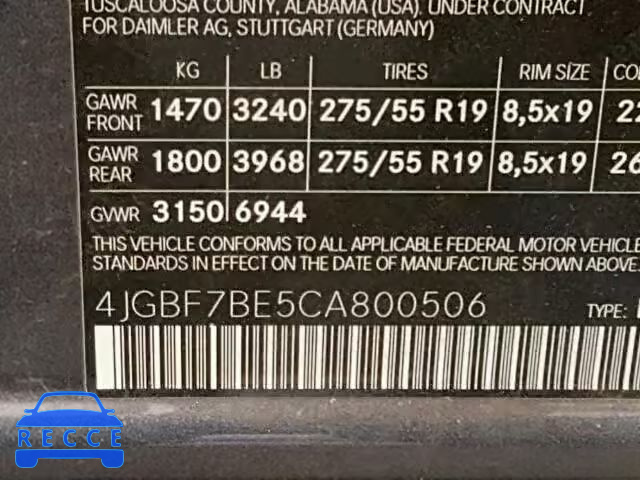 2012 MERCEDES-BENZ GL450 4 MA 4JGBF7BE5CA800506 Bild 9