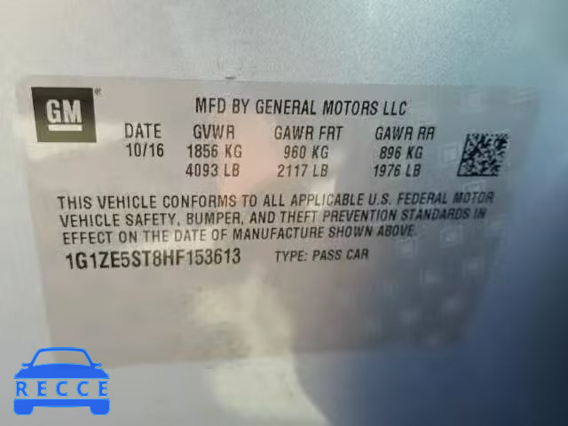 2017 CHEVROLET MALIBU LT 1G1ZE5ST8HF153613 image 9