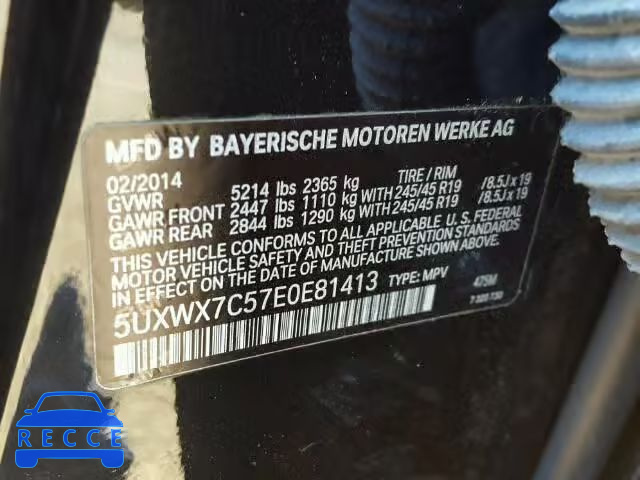 2014 BMW X3 XDRIVE3 5UXWX7C57E0E81413 image 9