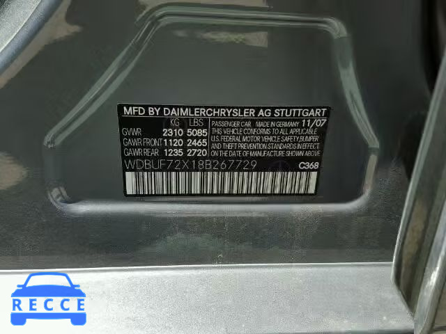 2008 MERCEDES-BENZ E550 WDBUF72X18B267729 image 9