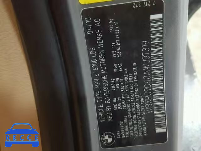 2010 BMW X3 XDRIVE3 WBXPC9C40AWJ37319 image 9