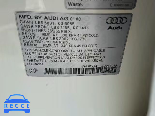 2008 AUDI Q7 3.6 QUA WA1BY74L88D045524 image 9