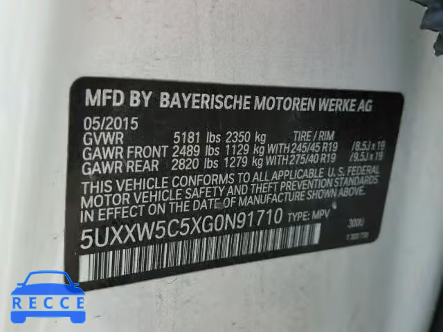 2016 BMW X4 XDRIVE 5UXXW5C5XG0N91710 image 9