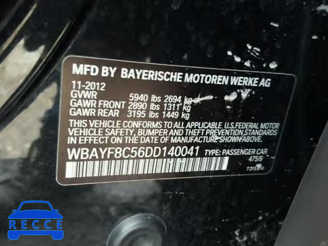 2013 BMW 750LI XDRI WBAYF8C56DD140041 image 9