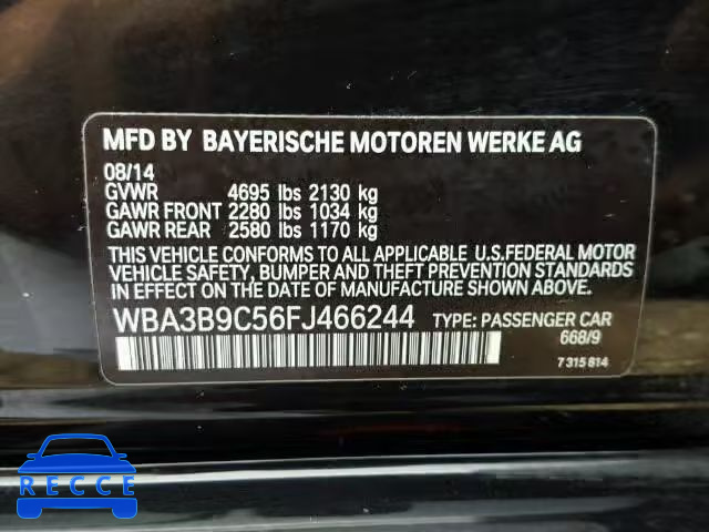 2015 BMW 335XI WBA3B9C56FJ466244 image 9