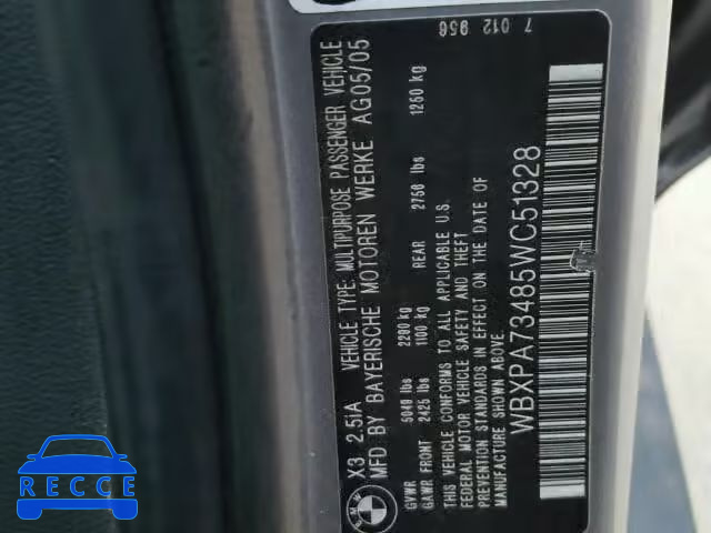 2005 BMW X3 2.5 WBXPA73485WC51328 image 9