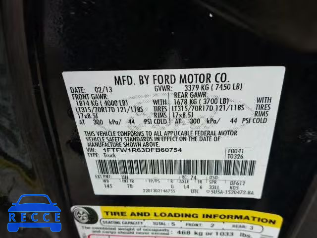 2013 FORD F150 SVT R 1FTFW1R63DFB60754 image 9