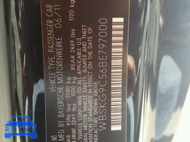 2011 BMW M3 WBSKG9C56BE797000 зображення 9