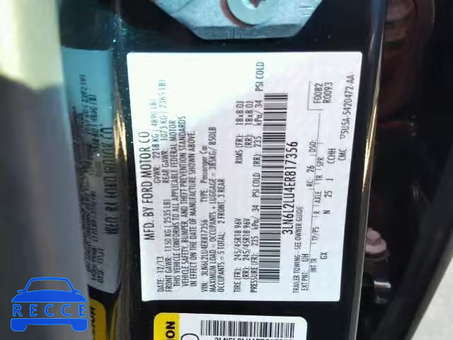 2014 LINCOLN MKZ HYBRID 3LN6L2LU4ER817356 image 9