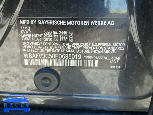 2014 BMW 535D XDRIV WBAFV3C50ED685019 Bild 9