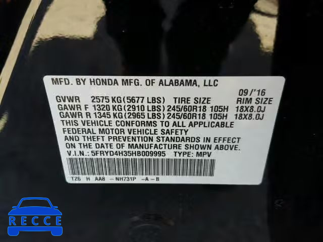 2017 ACURA MDX 5FRYD4H35HB009995 image 9