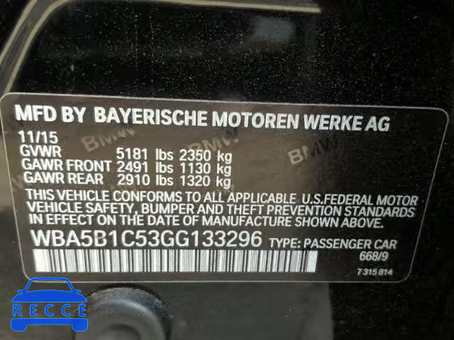 2016 BMW 535I WBA5B1C53GG133296 image 9