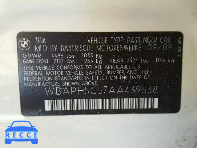 2010 BMW 328I SULEV WBAPH5C57AA439538 image 9