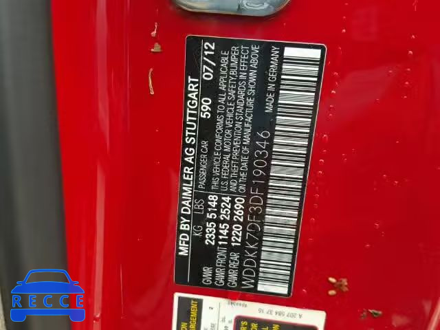 2013 MERCEDES-BENZ E550 WDDKK7DF3DF190346 зображення 9