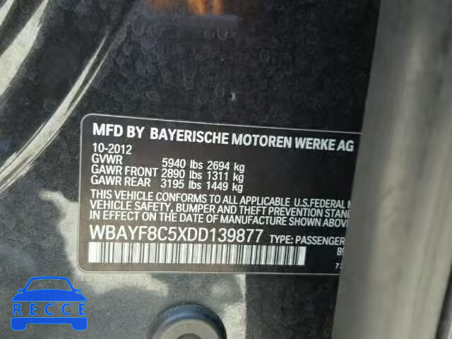 2013 BMW 750LI XDRI WBAYF8C5XDD139877 зображення 9