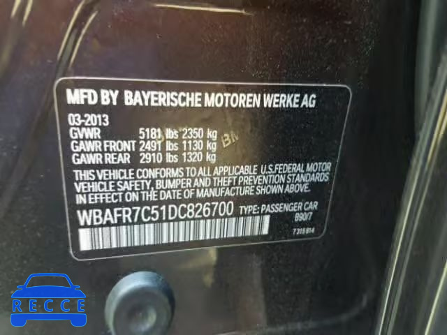 2013 BMW 535I WBAFR7C51DC826700 image 9