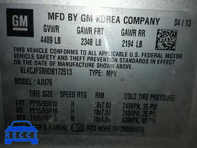 2013 BUICK ENCORE CON KL4CJFSB9DB172513 image 9