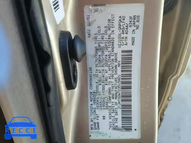 2002 LEXUS LX 470 JTJHT00W723515865 image 9