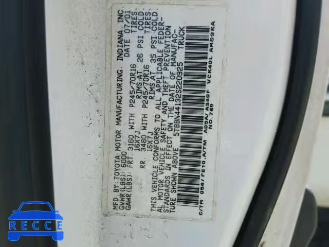 2002 TOYOTA TUNDRA ACC 5TBBN44132S220925 image 9