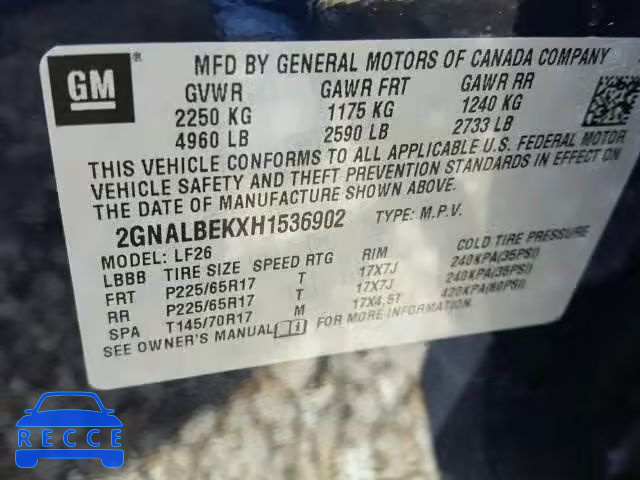 2017 CHEVROLET EQUINOX LS 2GNALBEKXH1536902 image 9