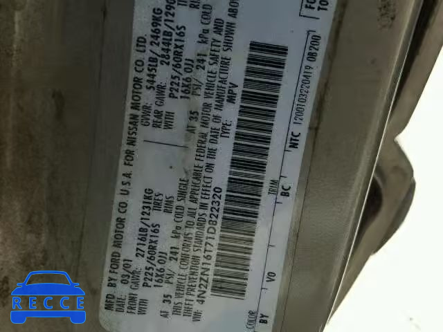 2001 NISSAN QUEST SE 4N2ZN16T71D822320 image 9