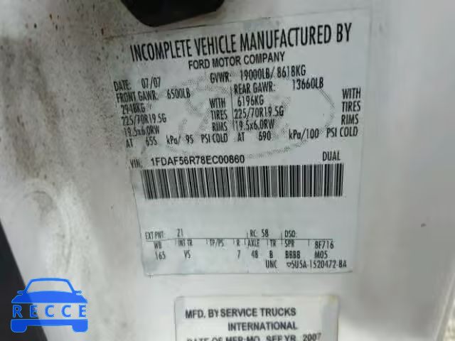 2008 FORD F550 SUPER 1FDAF56R78EC00860 image 9