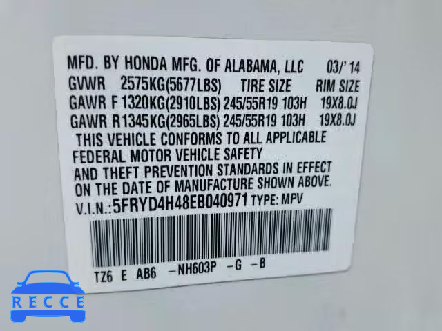 2014 ACURA MDX TECH 5FRYD4H48EB040971 image 9