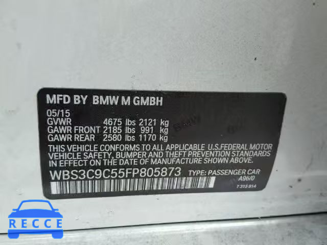 2015 BMW M3 WBS3C9C55FP805873 Bild 9