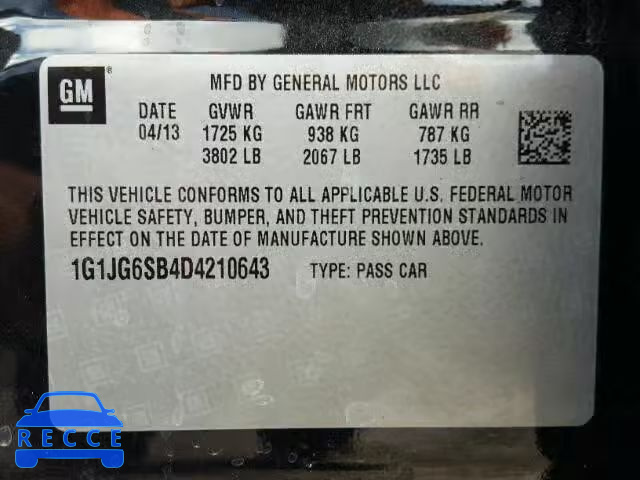 2013 CHEVROLET SONIC RS 1G1JG6SB4D4210643 image 9