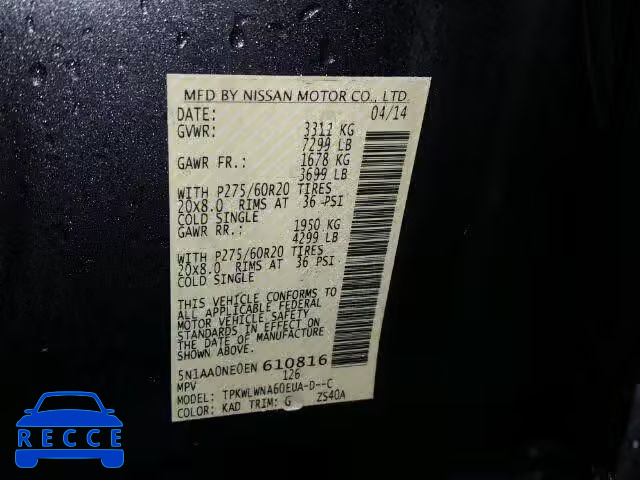 2014 NISSAN ARMADA PLA 5N1AA0NE0EN610816 image 9