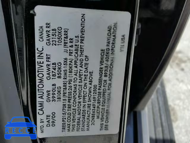 2001 CHEVROLET TRACKER LT 2CNBE634916912500 image 9