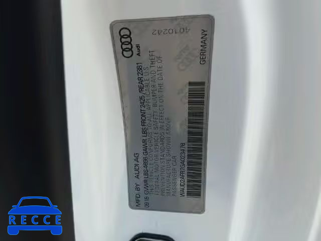 2016 AUDI A5 QUATTRO WAUD2AFR7GA023476 image 9