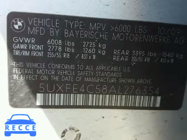 2010 BMW X5 XDRIVE3 5UXFE4C58AL276354 image 9