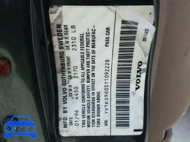 1996 VOLVO 960 YV1KS9605T1092228 Bild 9