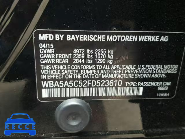 2015 BMW 528I WBA5A5C52FD523610 image 9
