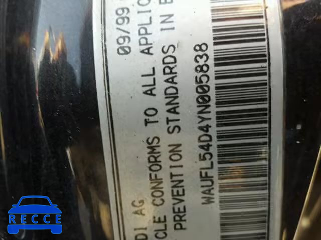 2000 AUDI A8 QUATTRO WAUFL54D4YN005838 image 9