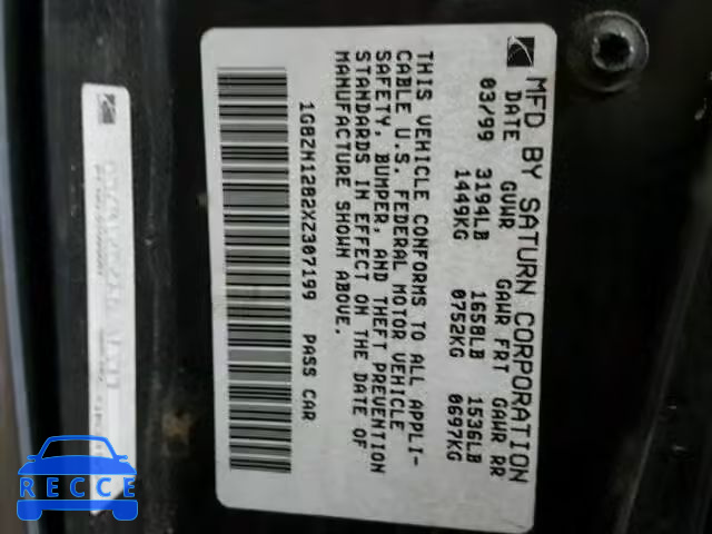 1999 SATURN SC1 1G8ZN1282XZ307199 image 9